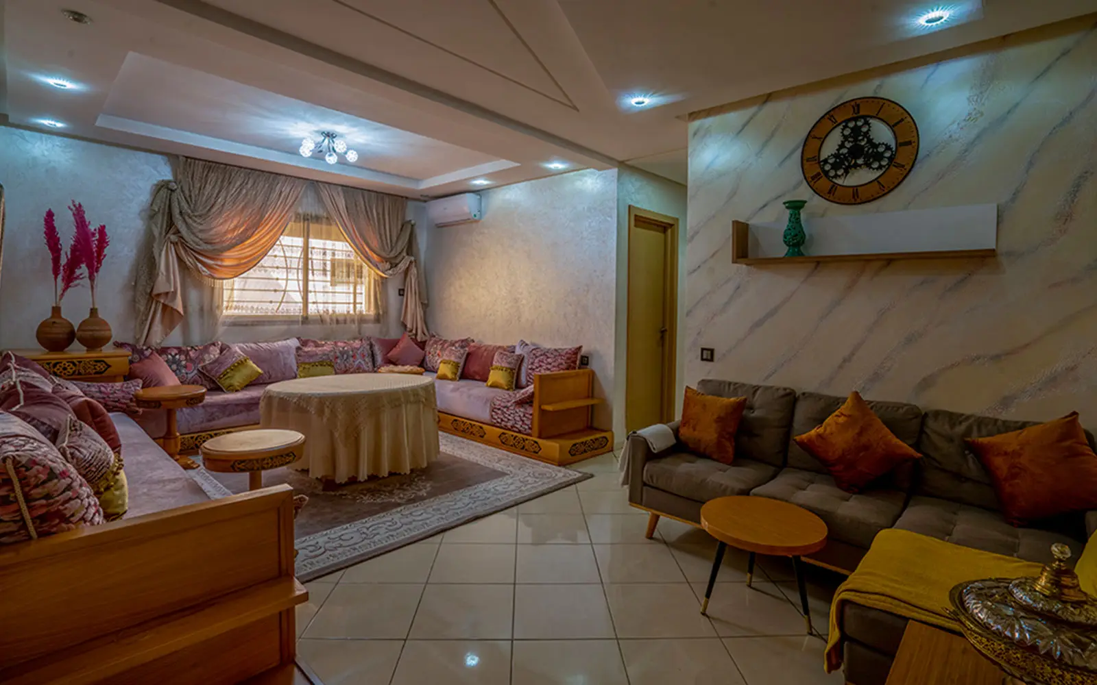 Bright living room of the Aliya Premium apartment in Agadir
